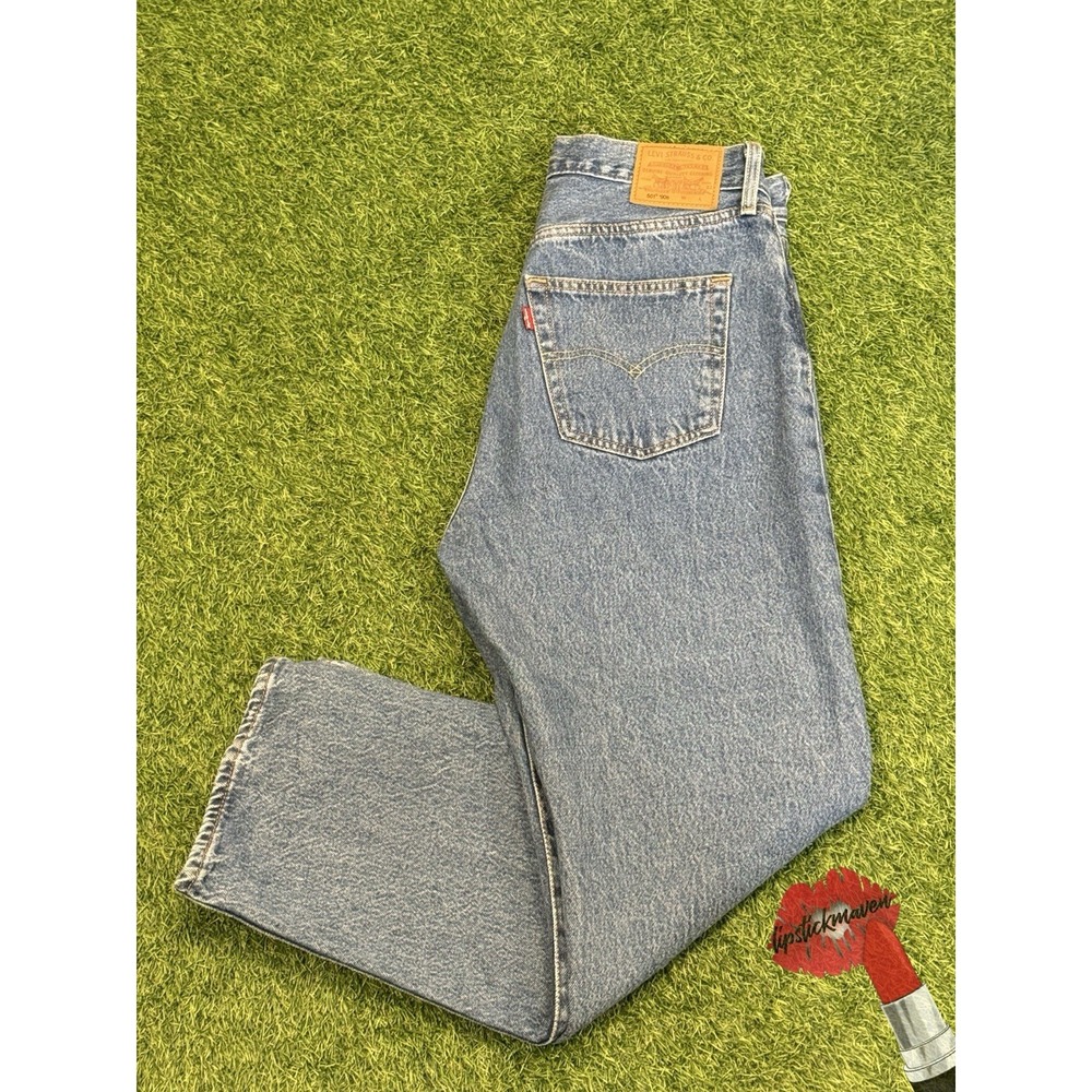 Levi's 501 '90s Premium Jeans Mens 28 x 27 Light Wash Blue Stretch Straight